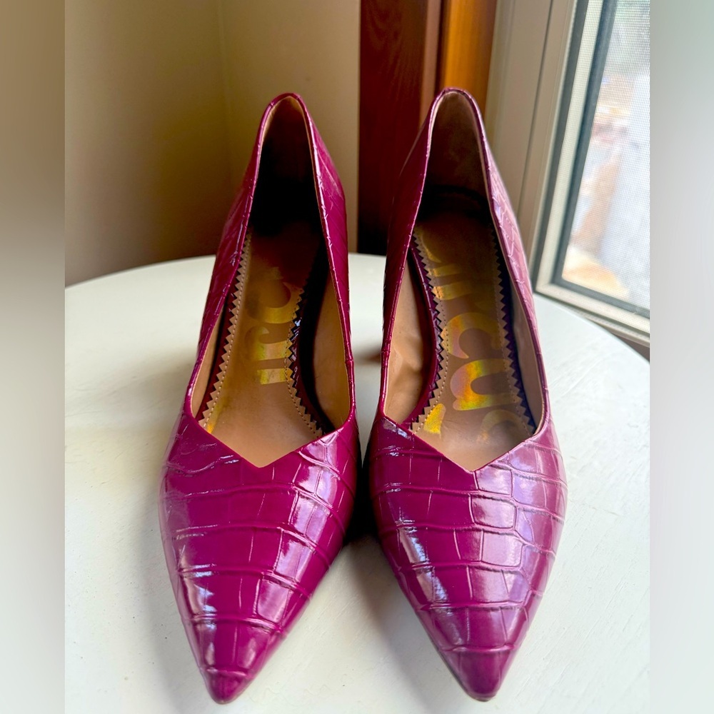 Circus by Sam Edelman Women's Pink Croc-Embossed Heels Chunky Heel Sz9 Like new